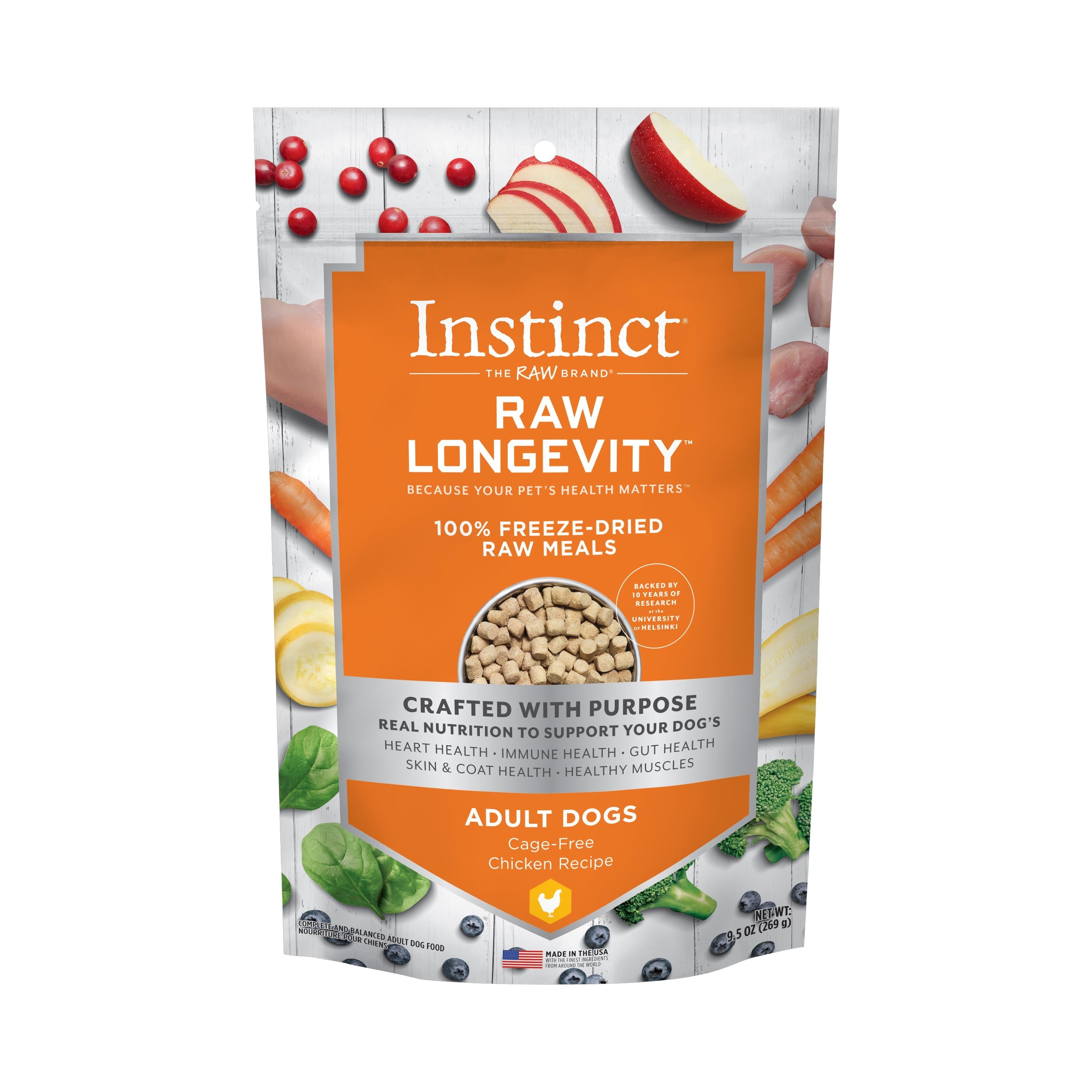 Instinct Raw Longevity Freeze Dried Cage-Free Chicken Dog Food 9.5oz