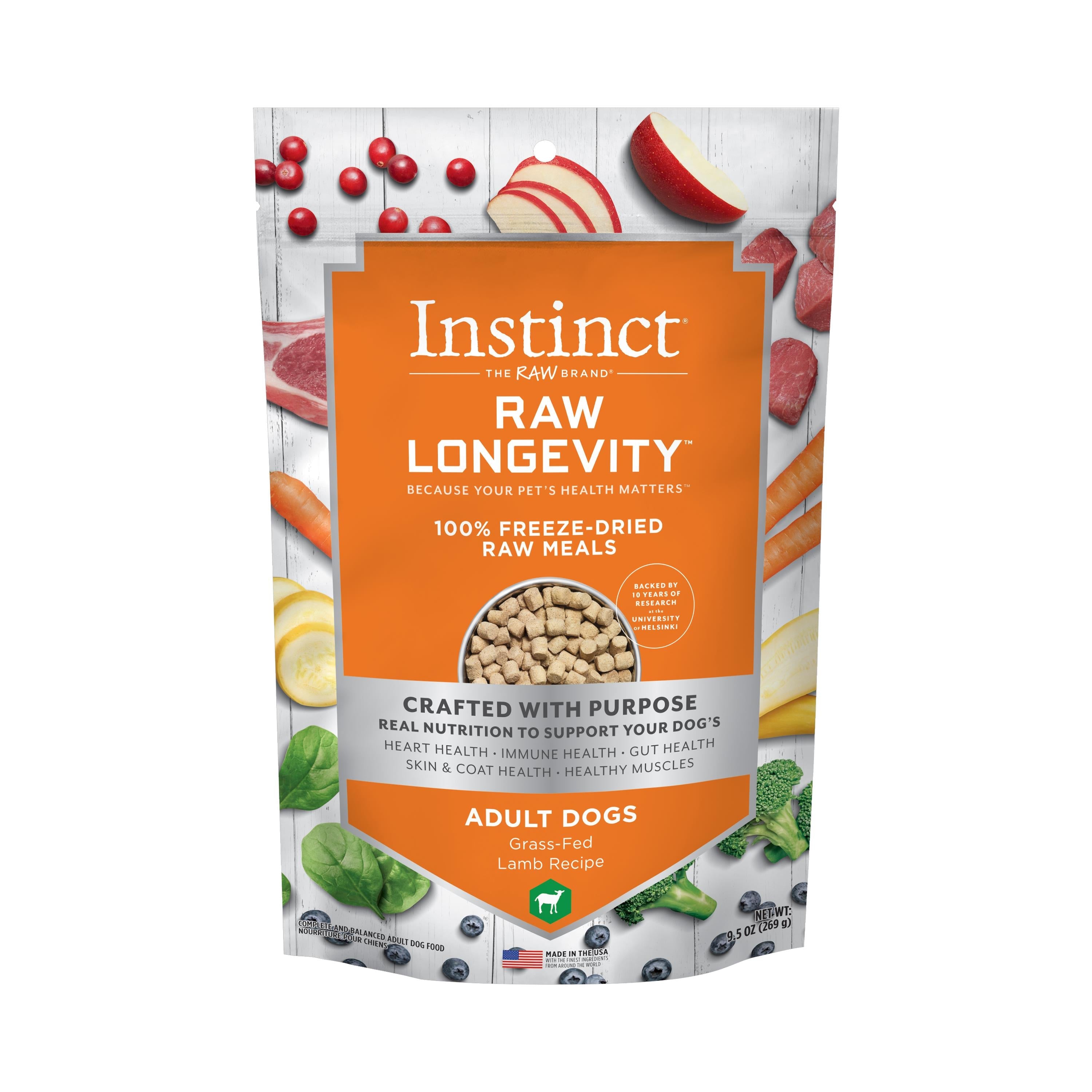 Instinct Raw Longevity Freeze Dried Lamb Dog Food 9.5 oz