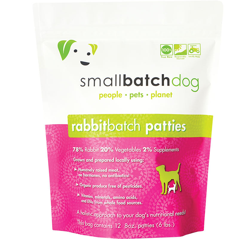 Small Batch Frozen Rabbit Patties Grain Free Raw Dog Food 6lb