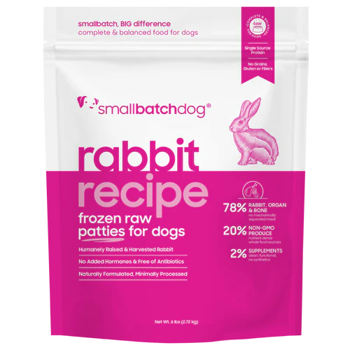 Small Batch Frozen Rabbit Sliders Premium Raw Dog Food 3lb