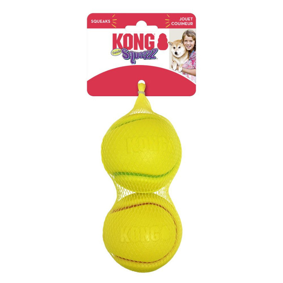 KONG Squeezz Tennis Ball Large Durable Squeaker Fetch Toy