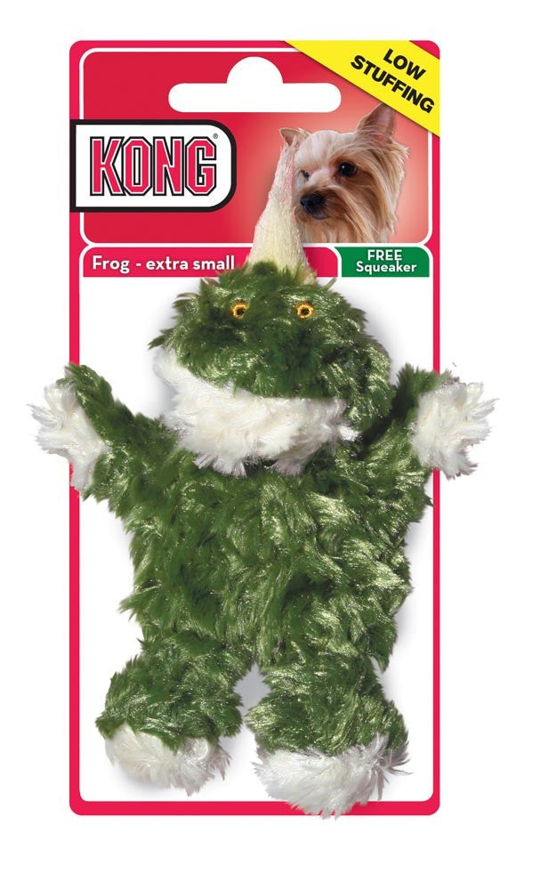 KONG Dr. Noyz Unstuffed Frog Plush Squeaky Dog Toy X-Small