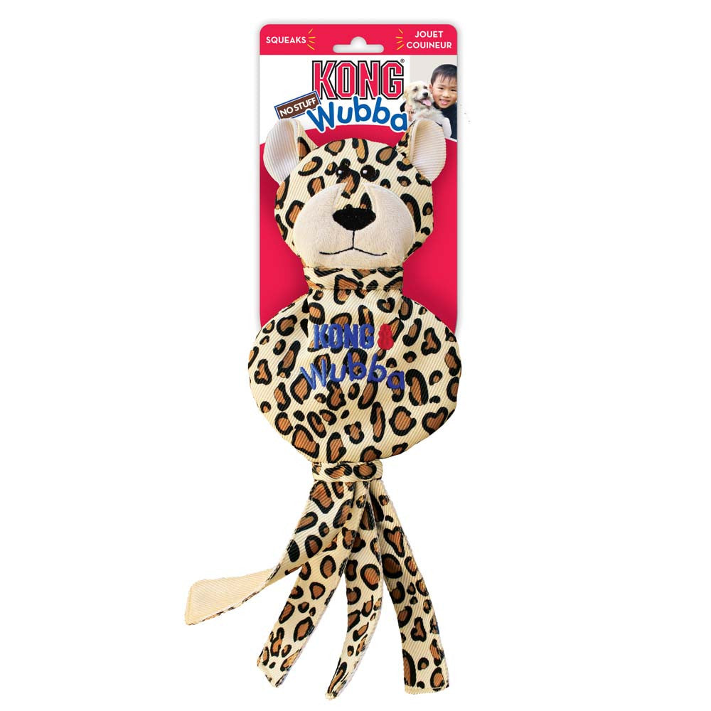 KONG Wubba No Stuff Cheetah Large Squeaky Tug Dog Toy